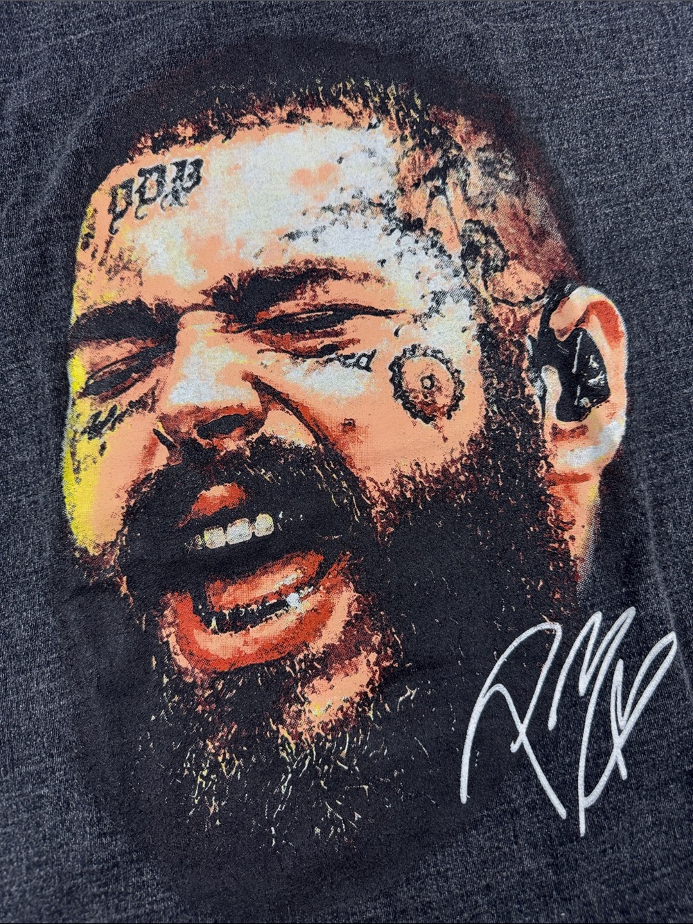 Post Malone Black washed Graphic Short Sleeve Crewneck Tee 28.5X22.5PTP Mens Fan